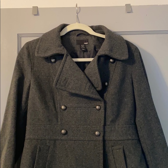Grey wool pea coat - Picture 2 of 5